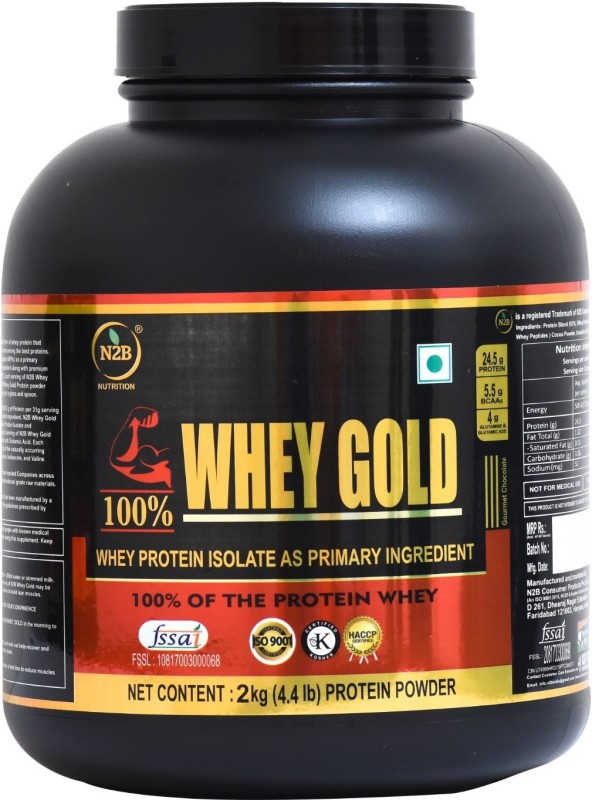 N2B 100% Whey Gold Protein Supplement Powder Weight Gainers/Mass Gainers(2 kg, Gourmet Chocolate)