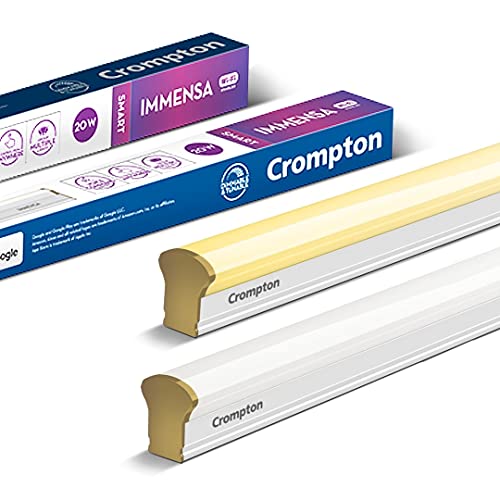 Crompton Immensa Smart Batten 20 Watt Iot Wi-Fi Enabled Led Batten (White Tunable And Dimmable, Compatible With Alexa And Google Assistant) – Pack Of 4, White And Golden (Ldimn20-Wifi)