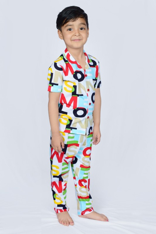 3BROS Boys Printed Multicolor Night Suit Set