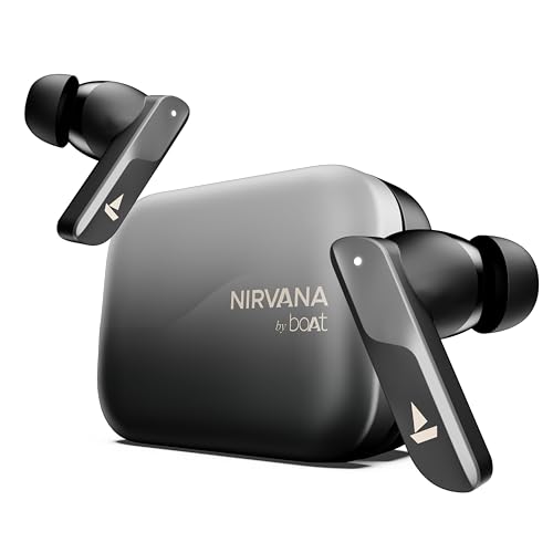 Boat New Launch Nirvana X Tws,Knowles Dual Drivers,Hi-Res Audio Ldac,App Support,4Mic Enx,Dual Pair,Spatial Audio,Fast Charge, Bluetooth Earbuds, Tws Ear Buds Wireless Earphones With Mic (Cosmic Onyx)
