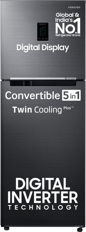 SAMSUNG 301 L Frost Free Double Door 3 Star Convertible Refrigerator(Luxe Black, RT34C4523BX/HL)
