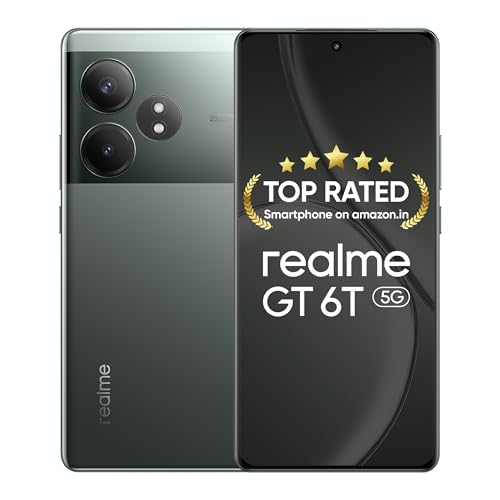 Realme Gt 6T 5G (Razor Green,8Gb Ram+256Gb Storage) | India’S 1St 7+ Gen 3 Flagship Chipset | 1.5M + Antutu Score | 5500Mah+120W | The World’S Brightest Flagship Display