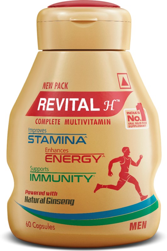 Revital H Multivitamin For Men With Natural Ginseng, 10 Vitamins & 9 Minerals(60 Capsules)