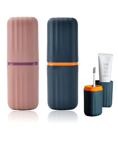 Clazkit Multipurpose Toothbrush Holder And Storage Organizer For Bathroom, Travel, Camping, Business Trips, And School (Pack Of 2, Multicolor)