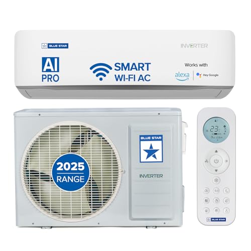 Blue Star 1.5 Ton 5 Star, 60 Months Warranty, Wi-Fi Smart Inverter Split Ac (Copper, Convertible 5 In 1 Cooling, Ai Pro, Digiq Hepta Sensors, 4 Way Swing, 2025 Model, Ic518Znurs, White)