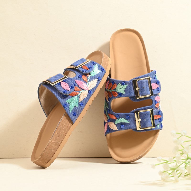 tripple patti Women Flats(Blue , 9)