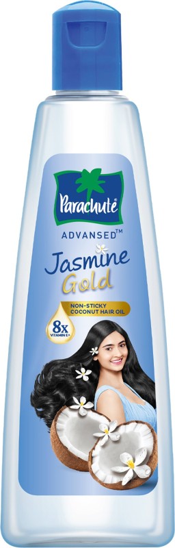 Parachute Advansed Jasmine Gold Non-Sticky Coconut with 8x Vitamin-E for Super Shiny Hair Oil(300 ml)