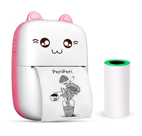 Periperi C6 Mini Thermal Printer (1Year Warranty) Inkless Bluetooth Pocket Printer For Prints Picture List Memo Receipt Tags Barcode Labels Compatible With Ios, Android (Pink)