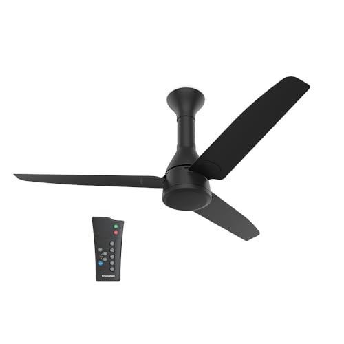 Crompton Energion Roverr 1200Mm Bldc Ceiling Fan With Remote Control | Activbldc Technology | Bee 5 Star Energy Rating | Seamless Aesthetics | 5 Year Manufacturer Warranty | Matte Black