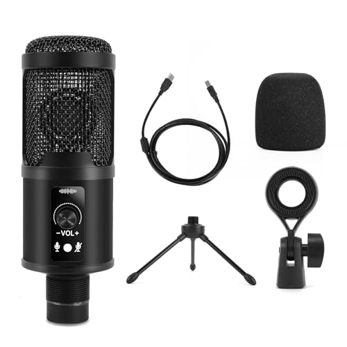 Ucec Usb Condenser Unidirectional Mic For Pc And Singing Recording Microphones With Mic Gain For Gaming Podcast Studio Vlogging Black