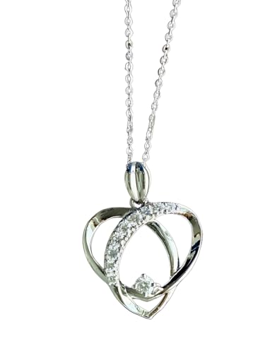 Carat Affairs Silver Heart Pendant With Chain And Lab-Grown Diamonds, Valentine Gift For Girlfriend, Wife, Women And Girls, Certified