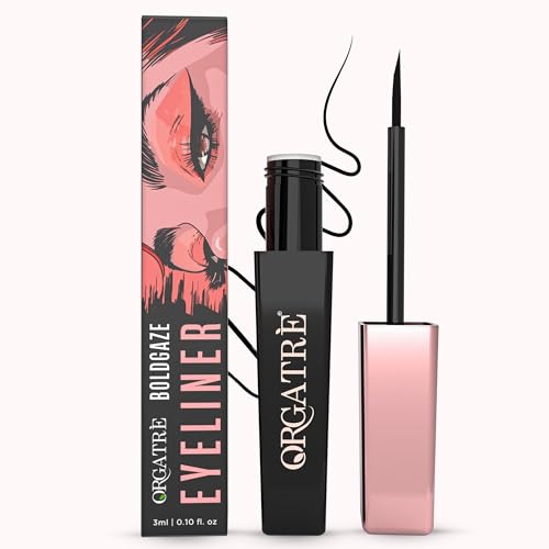 Orgatre Boldgaze Black Eyeliner | Waterproof, Smudge-Proof, Long-Lasting | Matte Finish | Quick Dry, Fine Tip For Precise Application – 3Ml