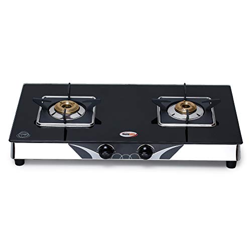 Hornbills Png Premium 7Mm Toughened Glass Cooktop Stainless Steel Manual Ignition Gas Stove 2 Brass Burners Heavy Pan Supports 2 Year Warranty By Hornbills Appliances