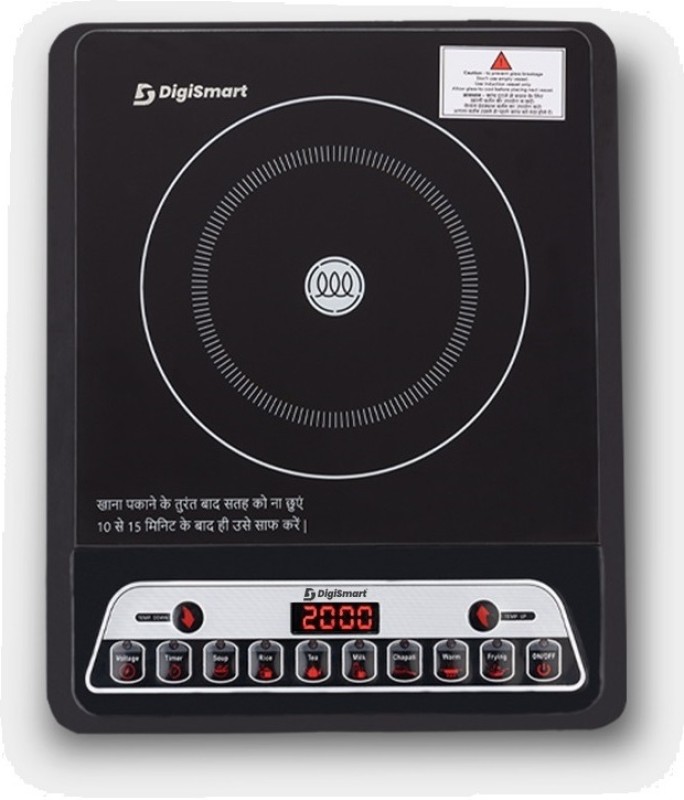 DIGISMART 2000 W Induction Cooktop Push Button(Black, Induction Cooktop Indian Menu Option Automatic power & temperature adjustment)