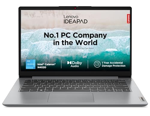 Lenovo IdeaPad Slim 1, Intel Core Celeron N4020, 8GB RAM, 512GB SSD, HD, 14″, Windows 11 Home, MS Office 21, Cloud Grey, 1.3Kg, 82V6009LIN, 1Yr Warranty, Thin and Light Laptop