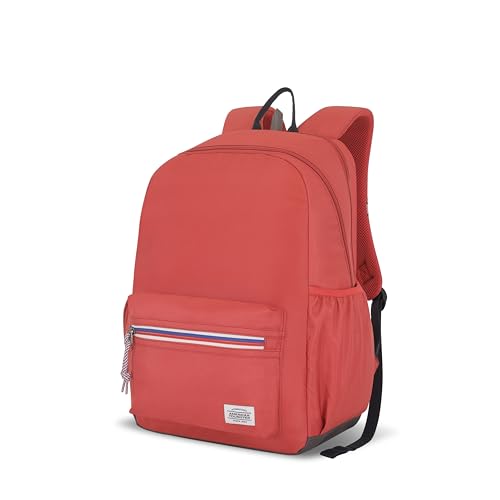 American Tourister Carter, 28L Volume College And Office Laptop Backpack With Front Organizer And Spacious Interiors For Men & Women – Coral Red
