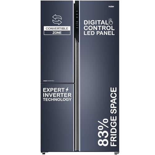Haier 598 L, 3 Star, 83% Convertible Fridge Space, Expert Inverter, Frost Free, Side By Side Refrigerator, (Hrt-683Gk, Graphite Black)