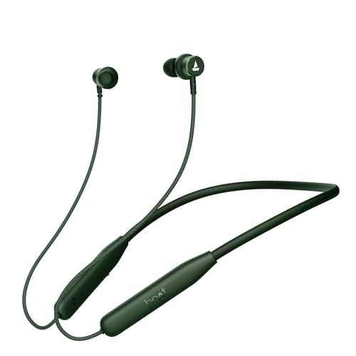 Boat Rockerz 110/Rockerz 109 Wireless Neckband With Up To 60 Hrs Playtime, Dual Device Pairing, Enx Tech, Beast Mode, Asap Charging, Btv5.3,Ipx5,Type-C Interface & Magnetic Power Buds(Fern Green)