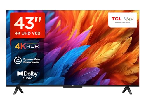 Tcl 108 Cm (43 Inches) Metallic Bezel-Less Series 4K Ultra Hd Smart Led Google Tv 43V6B (Black)