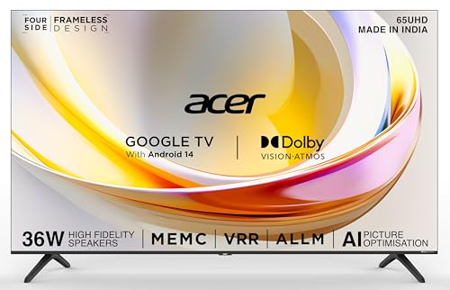 Acer 164 Cm (65 Inches) L Series 4K Ultra Hd Smart Google Led Tv With Android 14 (Black)