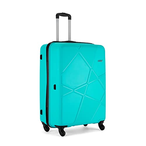 Safari Pentagon 65 Cms Medium Check-In Polypropylene (Pp) Hardshell Sided 4 Wheels 360 Degree Rotation Luggage/Suitcase/Inline Trolley Bag (Cyan Blue)