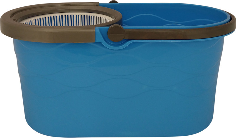 Polyset Wave Mop Bucket With 2 Microfiber & Adjustable Height And Clip Lock Handle Mop Set(Blue)
