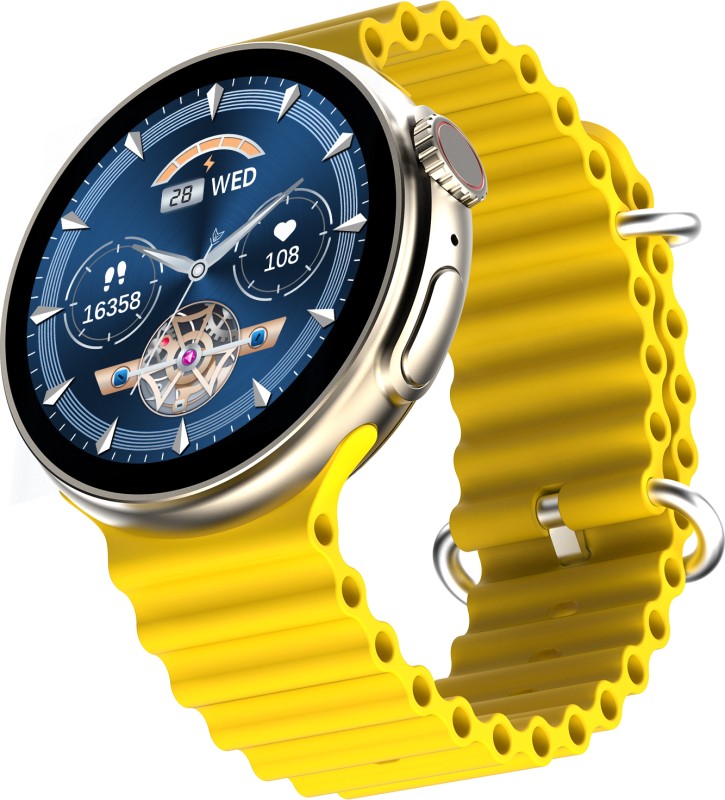 Fire-Boltt Cyclone Pro, 36.3mm (1.43) AMOLED display, 466*466 px resolution, 123 Sports Smartwatch(Yellow Strap, Free Size)