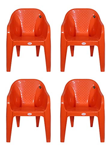 Petals Plastic Bravo Arm Chair For Home And Garden (Set Of 4)(Orange)