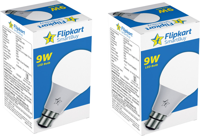 Flipkart SmartBuy 9 W Basic Round B22 LED Bulb(White, Pack of 2)