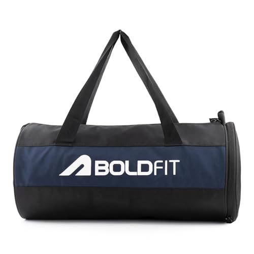 Boldfit Gym Bags For Men With Separate Shoe Compartment Sports Gym Bags For Women Unisex Duffle Bag For Gym For Carry & Travel Adjustable Gym Bags For Shoes Towel Gym Duffel Bag Sports Bag 20L – Black