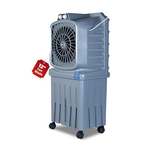 HAVAI Mighty 12 Personal Air Cooler | 12 inch Blade | 50L Tank Capacity, 120W Power, 200 Sq. Ft. Area Coverage | 15 Ft. Air Throw, 3-Speed Control, Grey