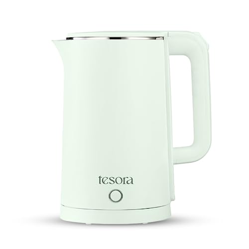 Tesora Premium Electric Kettle | 1.8 Liter | Stainless Steel Inner Body | Auto Power Cut | Boil-Dry Protection | Cool Touch Double Wall | 1500 Watts |1-Year Warranty By Tesora | Green