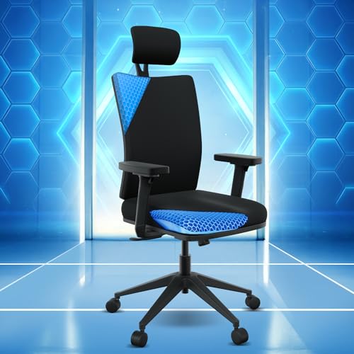 The Sleep Company Onyx Orthopedic Office Chair | Patented Smartgrid Technology | Adjustable Lumbar Support For Ergonomic Sitting Posture | High Back Office Chair For Work, Home, Study | Black