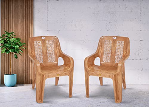 Prima Plastic Chair Audi2 | Set Of 2 Indoor Outdoor Chair | Patio Chair | 100% Virgin Plastic Stackable Chairs For Dining Room, Bedroom, Living Room, Balcony, Office Work And Shop