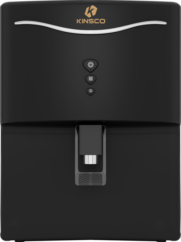 Kinsco Aqua Curvv Isi Mark Copper Zinc Alkaline Mineral Ro 8 L Ro + Uf + Uv + Copper + Alkaline + Mineralizer Water Purifier(Black)