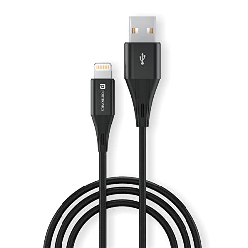 Portronics Konnect B+ 8 Pin Usb Cable 3.0 Amp Output With Charge & Data Sync With 1M (Black)