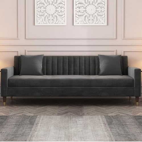 Furny Gracia 3 Seater Fabric Sofa Set (Grey)