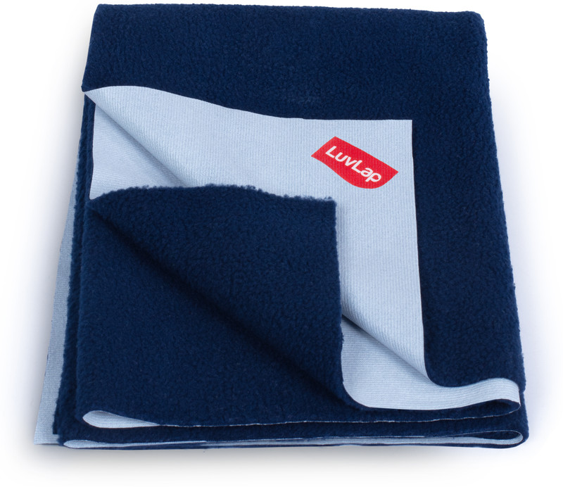 Luvlap Cotton Baby Bed Protecting Mat(Navy Blue, Large)