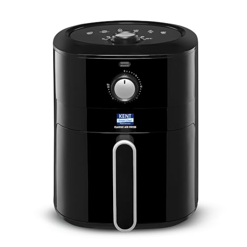 Kent 16096 Classic Hot Air Fryer 4L 1300 W | 80% Less Oil | Instant Electric Air Fryer | Auto Cut Off | Fry, Grill, Roast, Steam, And Bake | 1 Year Warranty | Black