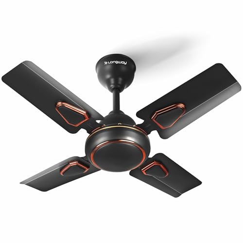 Longway Kiger P1 600 Mm/24 Inch Ultra High Speed 4 Blade Anti-Dust Decorative Star Rated Ceiling Fan (Smoked Brown, Pack Of 1)