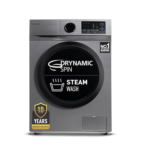 Panasonic 8 Kg 5 Star Inverter Fully Automatic Front Loading Washing Machine (Na-148Mh2L01, 2024 Model, Dark Silver, Steam, Drynamic Spin)