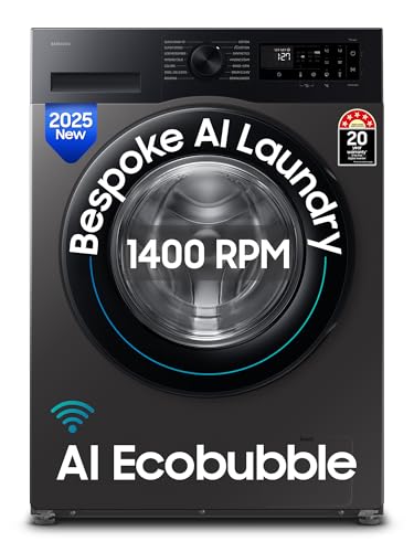 Samsung 12 Kg, 5Star, Ai Ecobubble, Super Speed, Wi-Fi, Hygiene Steam With Inbuilt Heater, Digital Inverter, Fully-Automatic Front Load Washing Machine (Ww12Dg5B24Axtl, Inox)