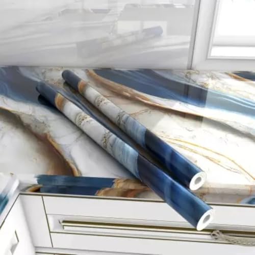 Jb’S Land 2024 New Vinyl Marble Wallpaper Peel And Stick Waterproof Wallpaper For Home Kitchen Countertop Cabinet Furniture Oil Proof Kitchen Stickers (60X200) (2024-Natural Ocean)