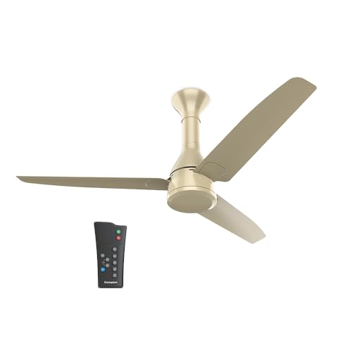 Crompton Energion Roverr 1200Mm Bldc Ceiling Fan With Remote Control | Activbldc Technology | Bee 5 Star Energy Rating | Seamless Aesthetics | 5 Year Manufacturer Warranty | Champagne Gold