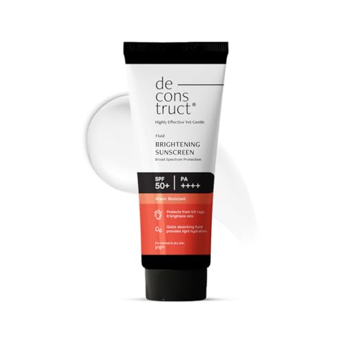 Deconstruct Brightening Fluid Sunscreen Spf 50+ With Niacinamide | Lightweight, Dewy & Hydrating For Dry & Normal Skin | Broad Spectrum Uva/Uvb Protection | 8-Hour Long-Lasting, Water-Resistant | 50G