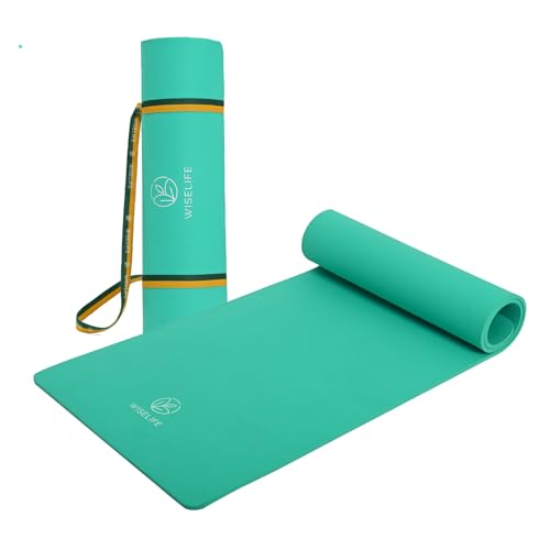 Wiselife Classic Tpe 10 Mm Yoga Mat With Yoga Strap For Men & Women | Extra Thick, Long & Wide Non-Slip, Anti-Tear Exercise Mat For Home, Gym, Workout, Fitness, Yoga & Pilates (Teal)