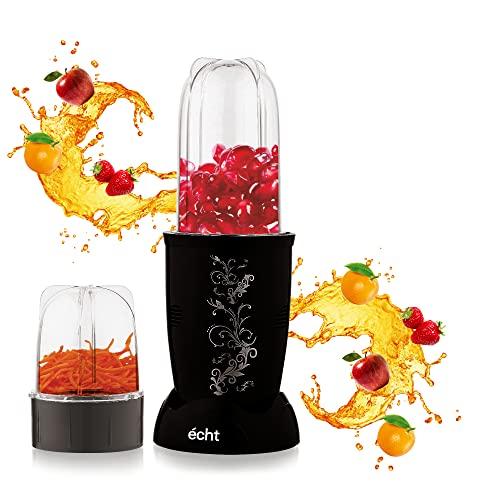 Nutri Blender Grinder By Echt, Nb4S 450 Watt,2 Multi Purpose Jars For Juices, Smoothies, Shakes, Chutneys And Dry Masala; The Long Jar (500Ml) & The Short Jar (300Ml) 2 Years Warranty, Black Print