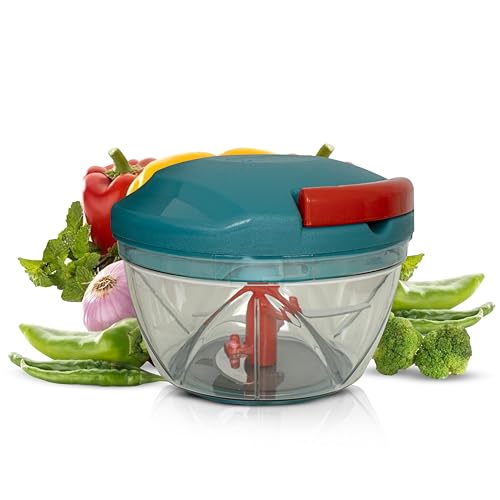 Rylan Multipurpose Plastic Vegetable Chopper Cutter 3 Blades For Effortlessly Chopping Vegetables And Fruits For Your Kitchen, Pool Green (650 Ml).