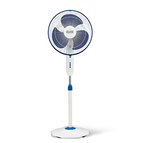 Polycab Aery 400Mm Oscillating Pedestal Fan For Home, Office | Aerodynamic Blades With Cutting Edge Design | 100% Copper Winding Motor | 2 Years Warranty【Sky Blue】