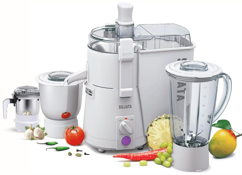 Sujata Maxima 900 W Juicer Mixer Grinder(Powermatic Maxima 900W 4 In 1 Jmg With 3 Jars | 3 Jars | White)